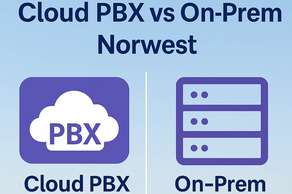 Cloud PBX Norwest vs On-Prem phone system comparison graphic
